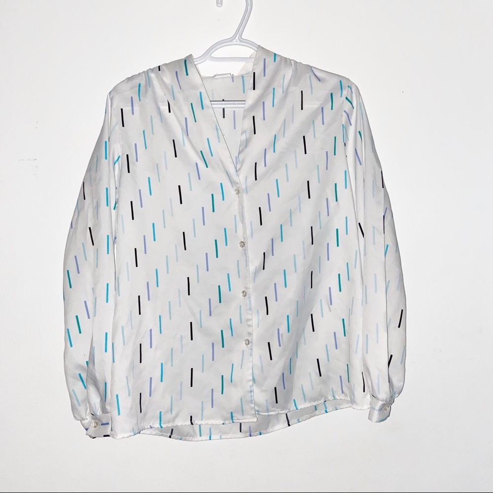 Vintage Large Button Front Dress Top Blouse